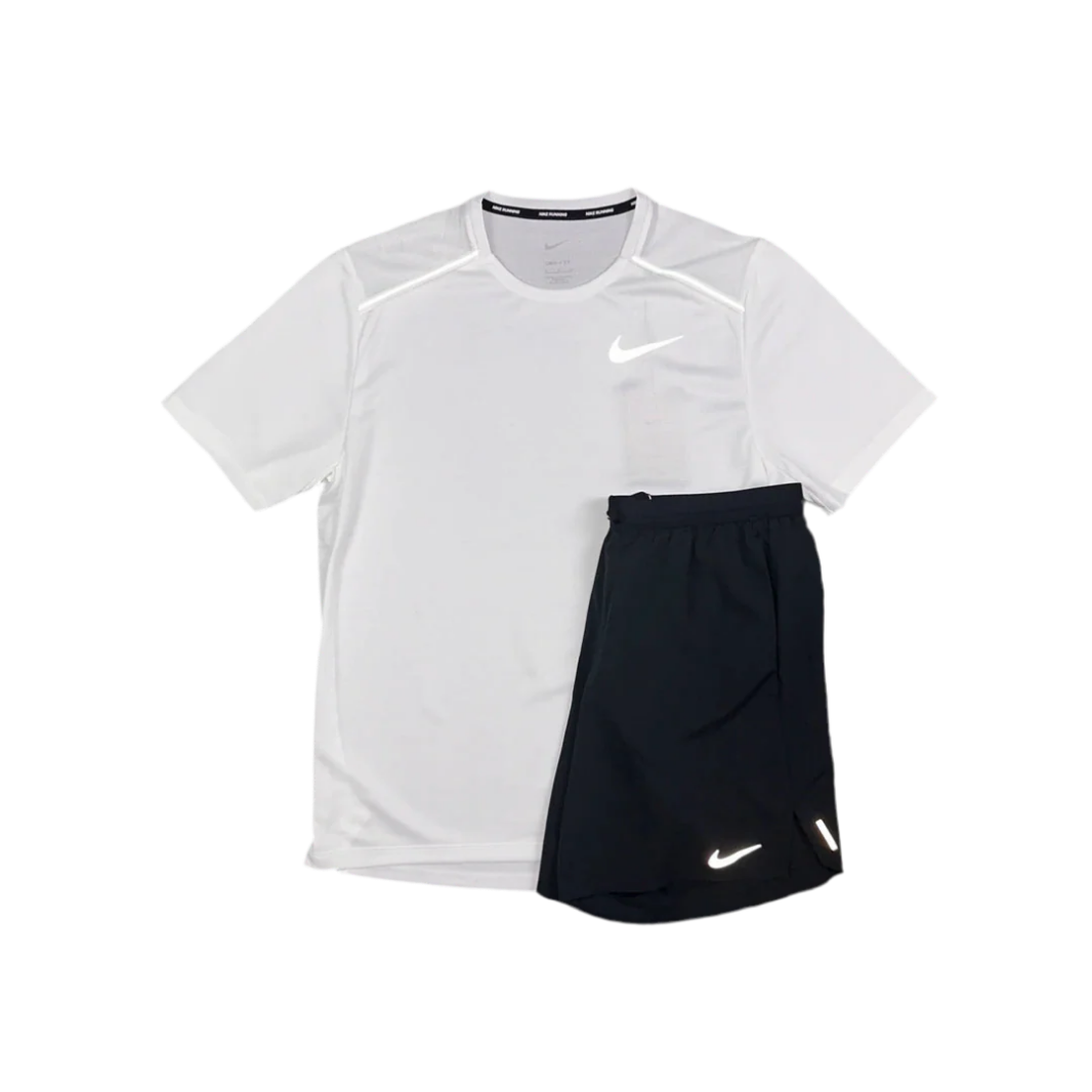 Nike - White Miler / Black Flex Stride Set