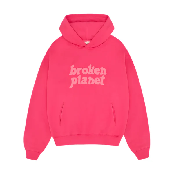 Broken Planet Monochrome Hoodie Fuchsia Pink