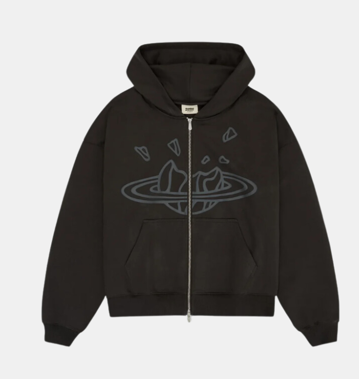 Broken Planet Market Soot Black Zip-Up Hoodie