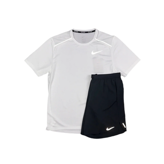 Nike - White Miler / Black Flex Stride Set
