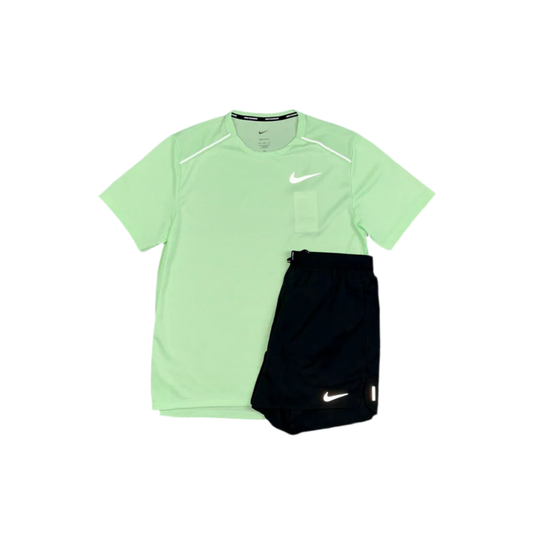 Nike - Vapour Green Miler / Black Flex Stride Set