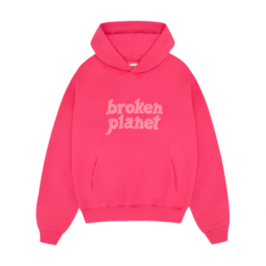 Broken Planet Monochrome Hoodie Fuchsia Pink