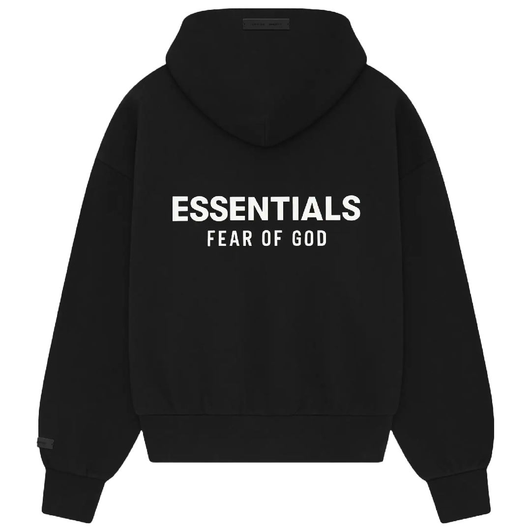 Fear of God Essentials Jet Black ZIP Hoodie (SS25)
