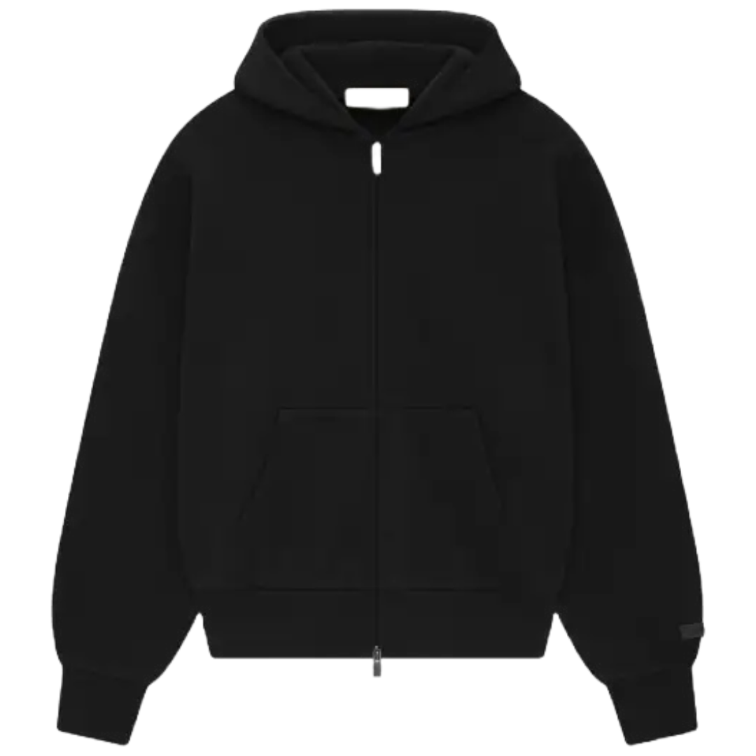 Fear of God Essentials Jet Black ZIP Hoodie (SS25)
