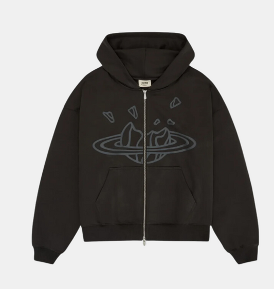 Broken Planet Market Soot Black Zip-Up Hoodie